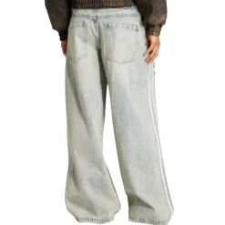Pantalones Anchos de Mezclilla con Detalles Desgastados