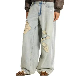 Pantalones Anchos de Mezclilla con Detalles Desgastados