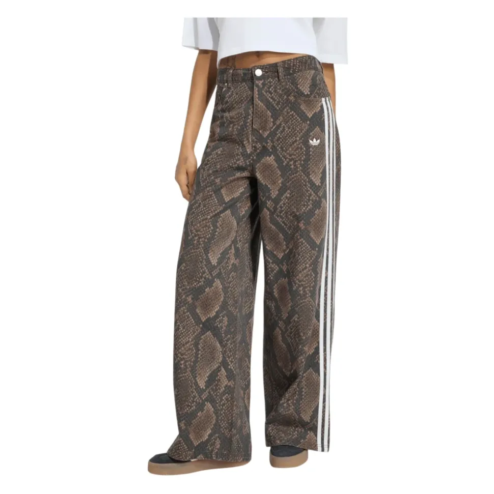 Pantalones Anchos de Sarga con Estampado de Serpiente