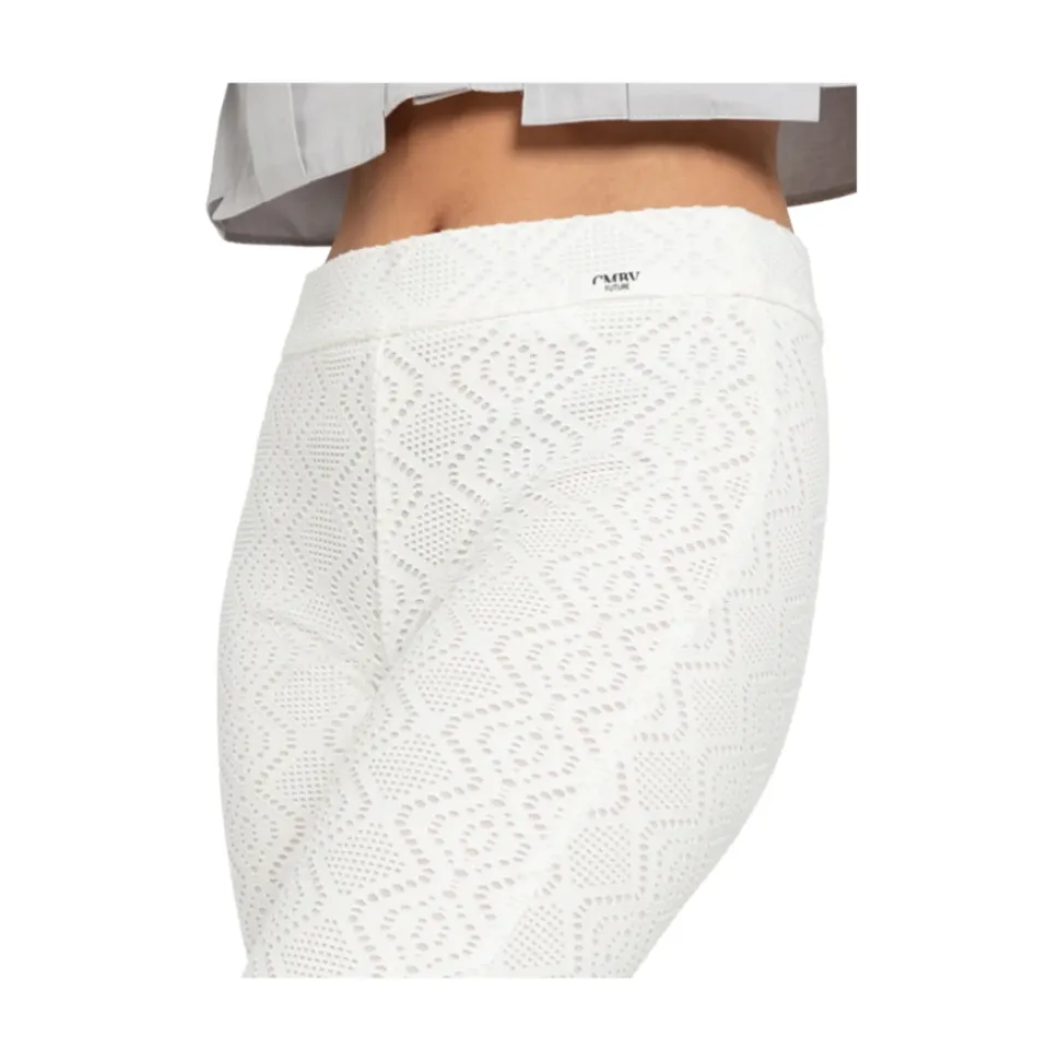 Pantalones Blancos Estampados con Cintura Elástica