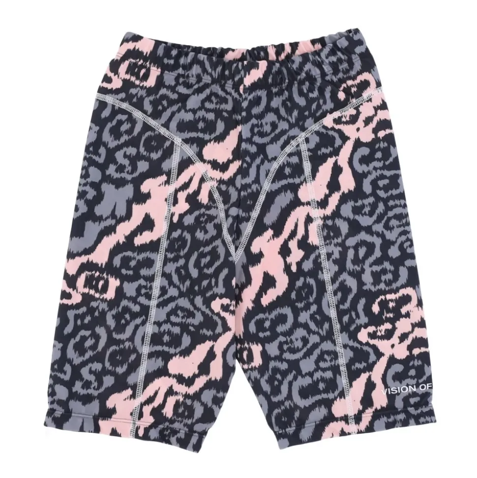 Pantalones Cortos Ciclismo Leopardo Rosa/Gris