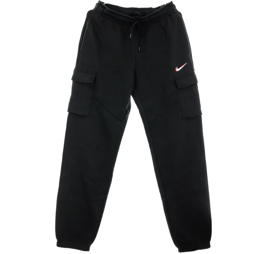 Pantalones de chándal de forro polar con bolsillos cargo negros