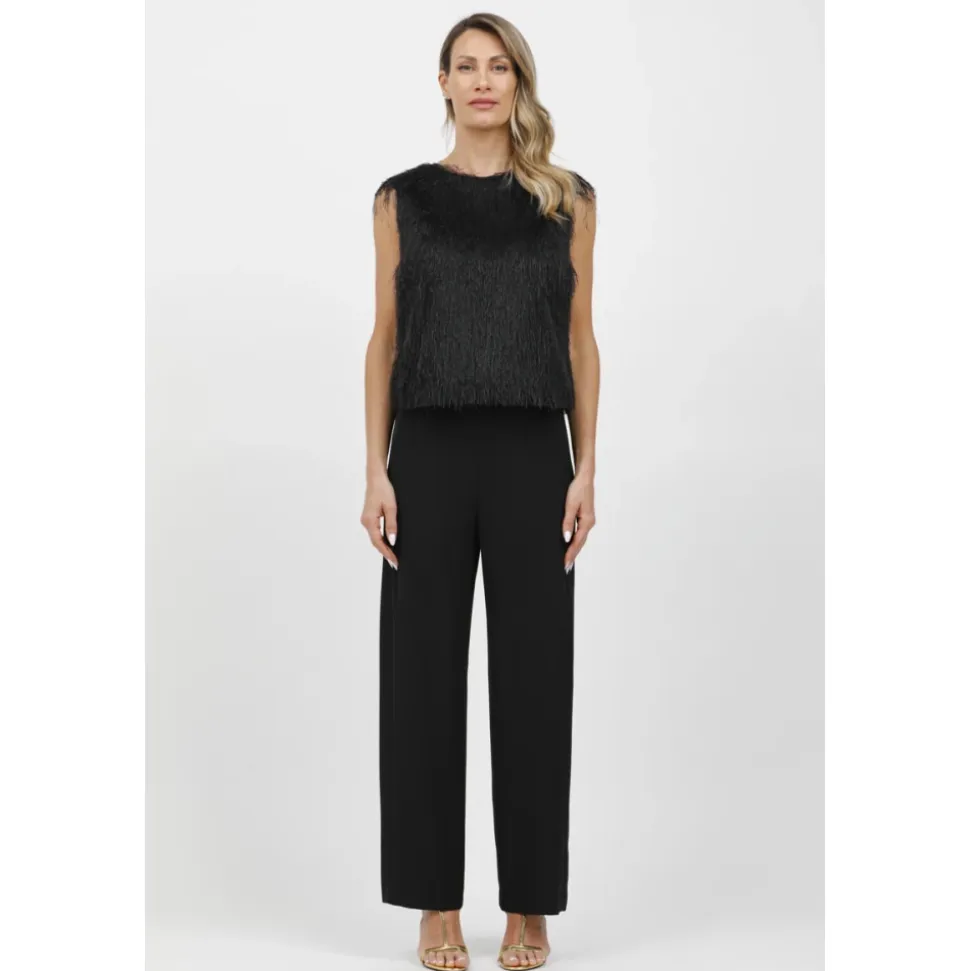 Pantalones fluidos de cady elástico