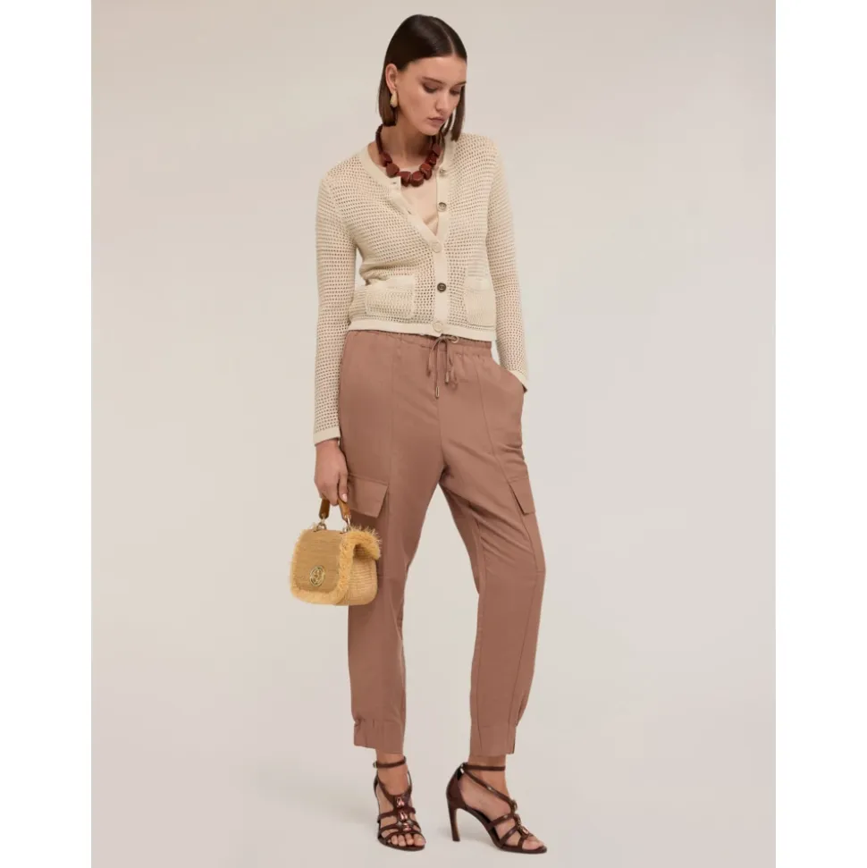 Pantalones Joggers Cargo en Mezcla de Lino
