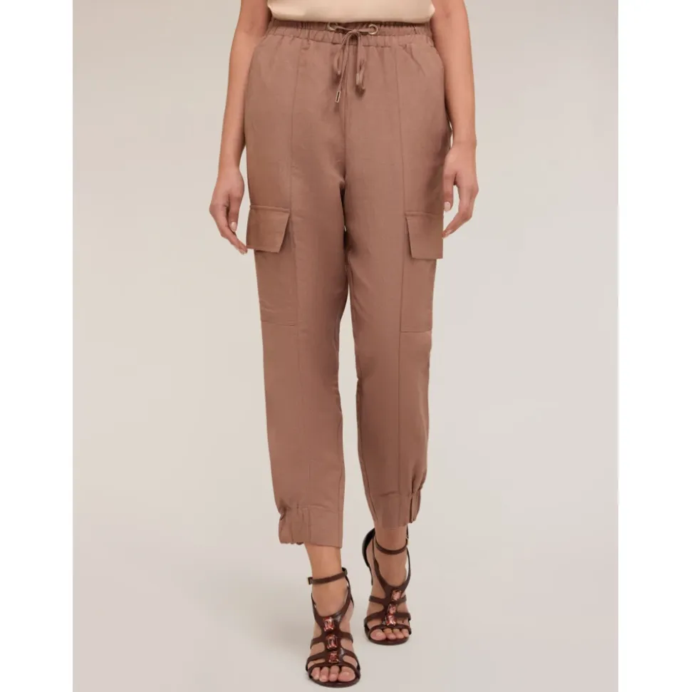Pantalones Joggers Cargo en Mezcla de Lino