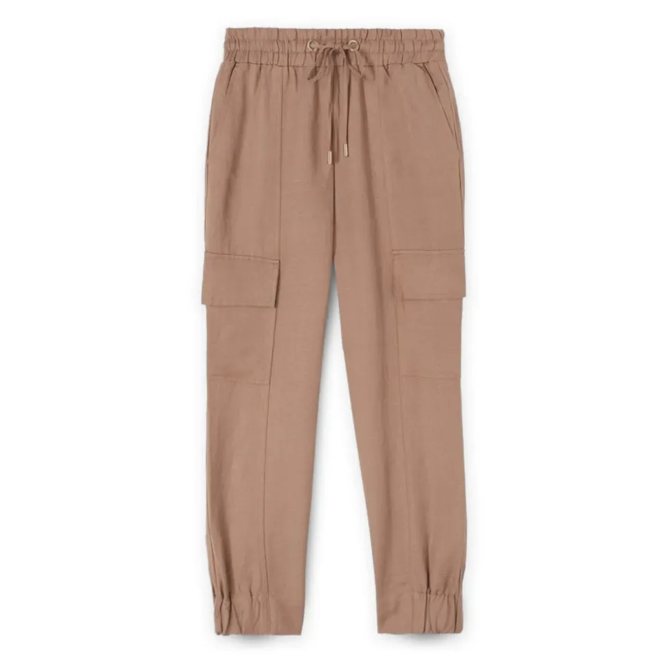 Pantalones Joggers Cargo en Mezcla de Lino