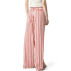 Pantalones Rectos Contemporáneos de Algodón a Rayas