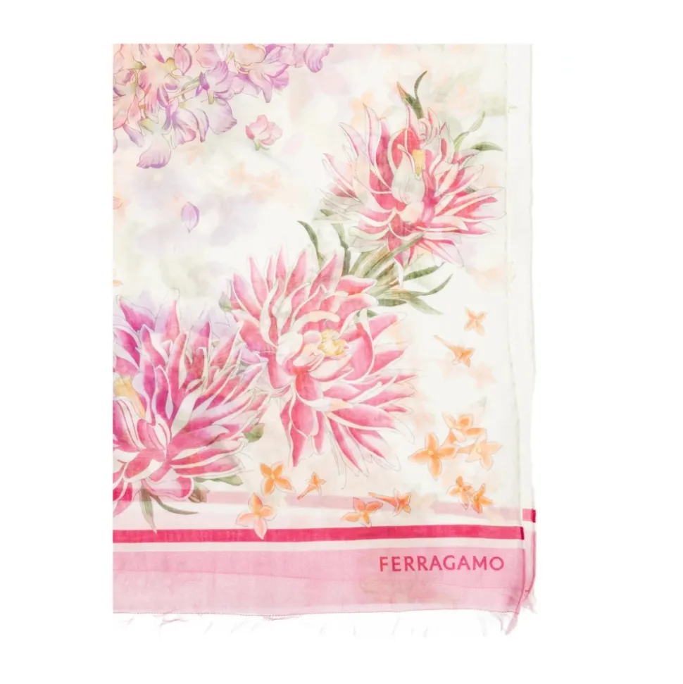 Pañuelo de seda cuadrado floral