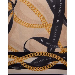 Pañuelo Foulard de Seda Twill con Estampado de Cadenas y Cintas