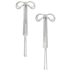 Pendientes con Lazo de Cristal y Perla Trasera