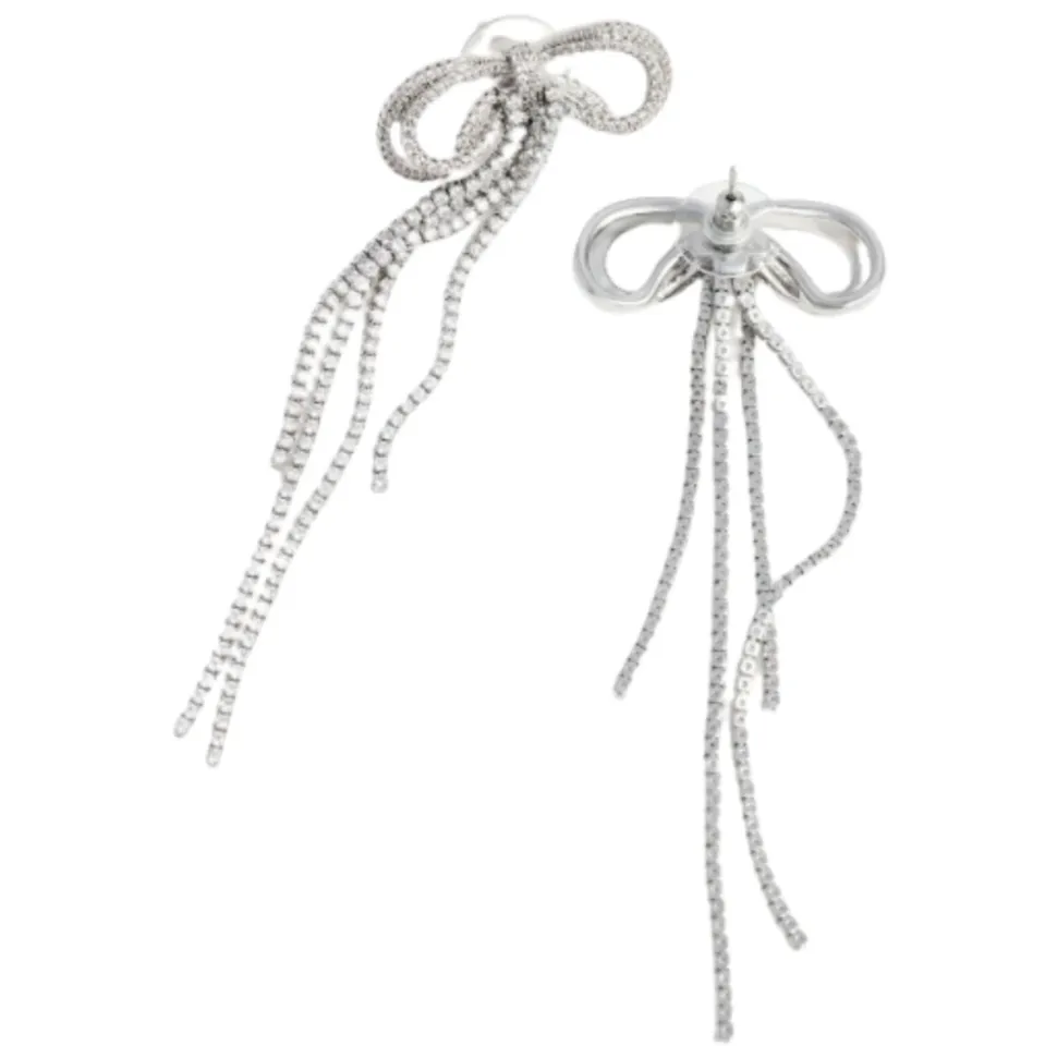 Pendientes con Lazo de Cristal y Perla Trasera