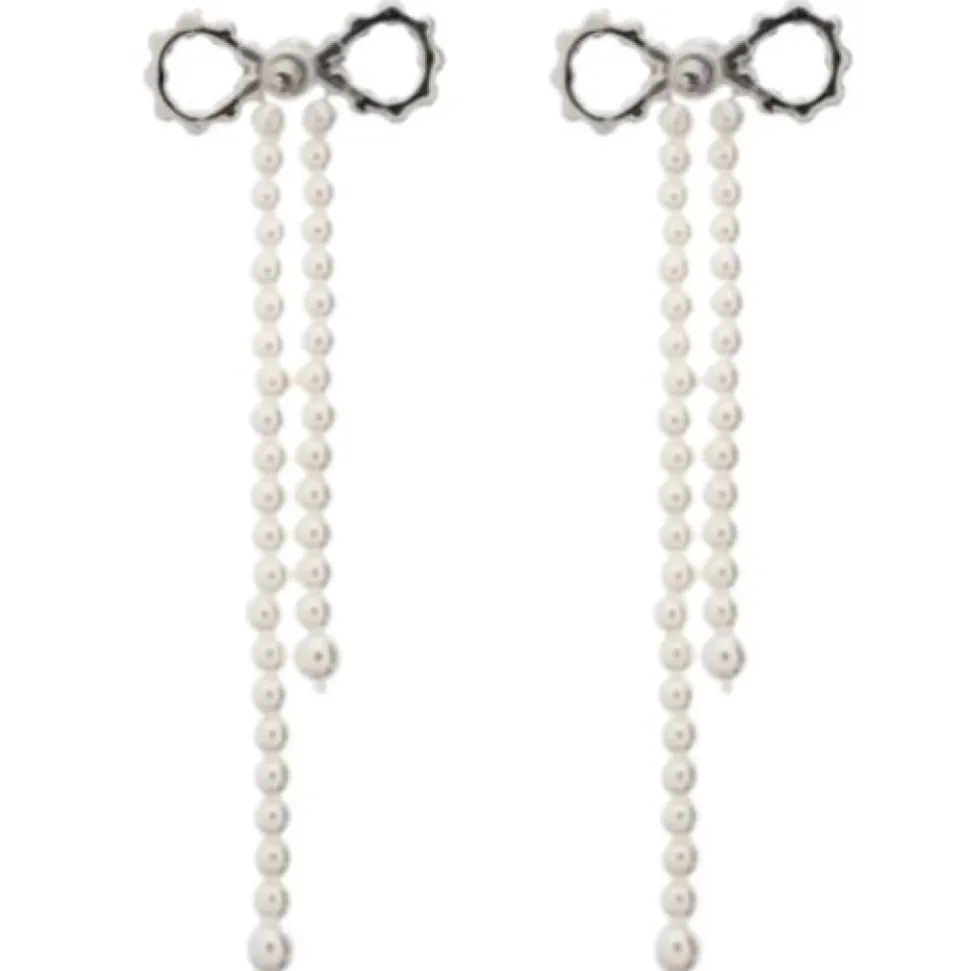Pendientes de Lazo de Cristal y Perlas