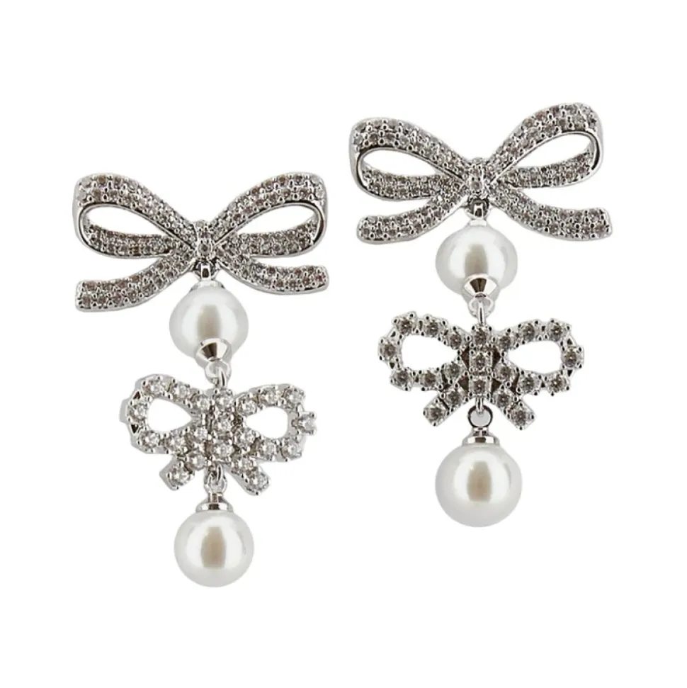 Pendientes Doble Lazo con Perlas