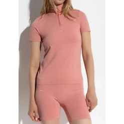Plant-Stretch Zipped Short Sleeve Top