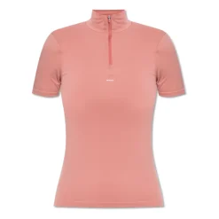 Plant-Stretch Zipped Short Sleeve Top