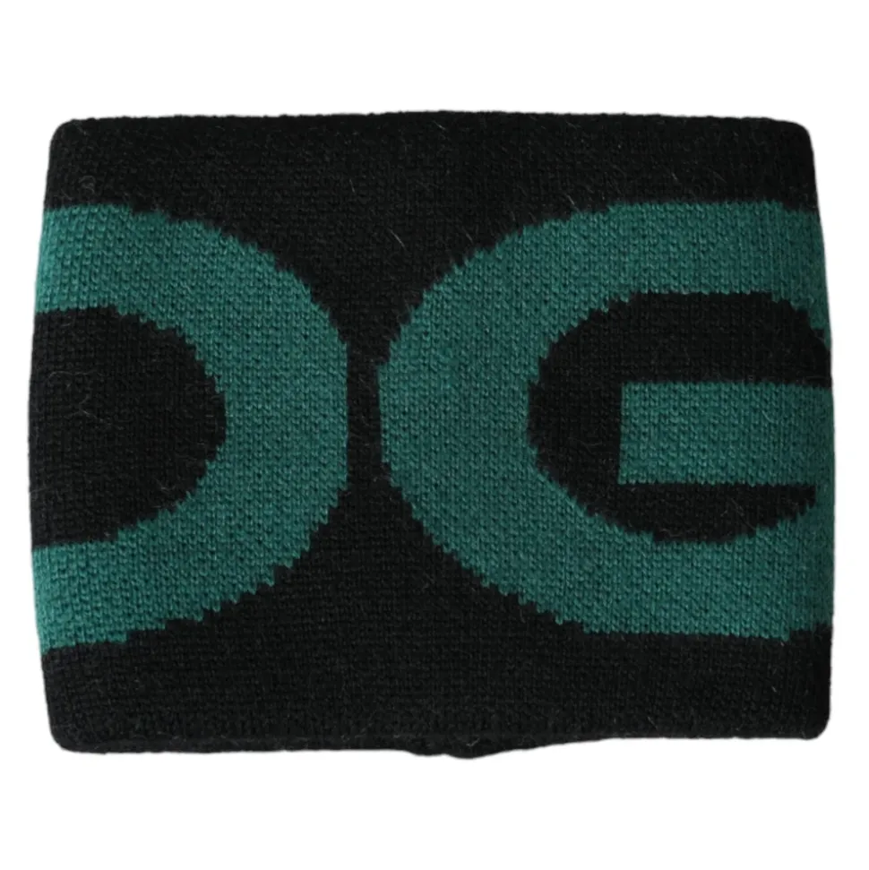 Pulsera de lana negra y verde con logo