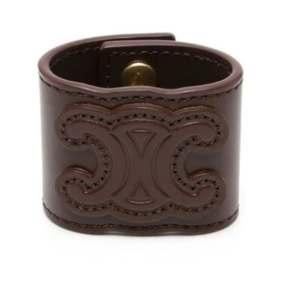 Pulsera de Puño de Cuero Marrón para el Cabello