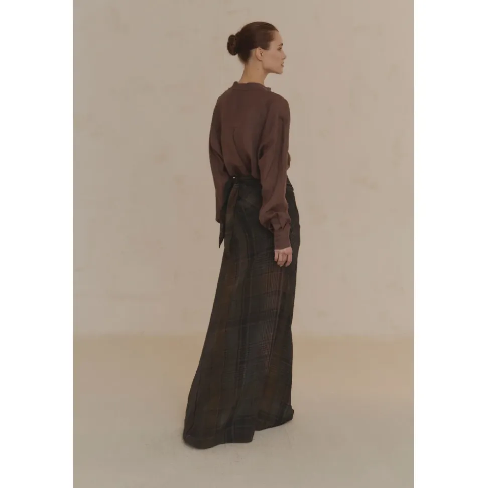 Raoul, camisa en ramio marron morado-