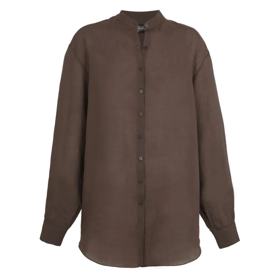 Raoul, camisa en ramio marron morado-
