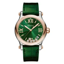Reloj Happy Sport de Cuarzo con Esfera Verde y Diamantes Flotantes