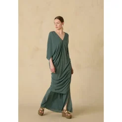 Sarina, vestido de seda turquesa-