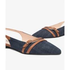 Slingback de tela vaquera con detalles de cuero