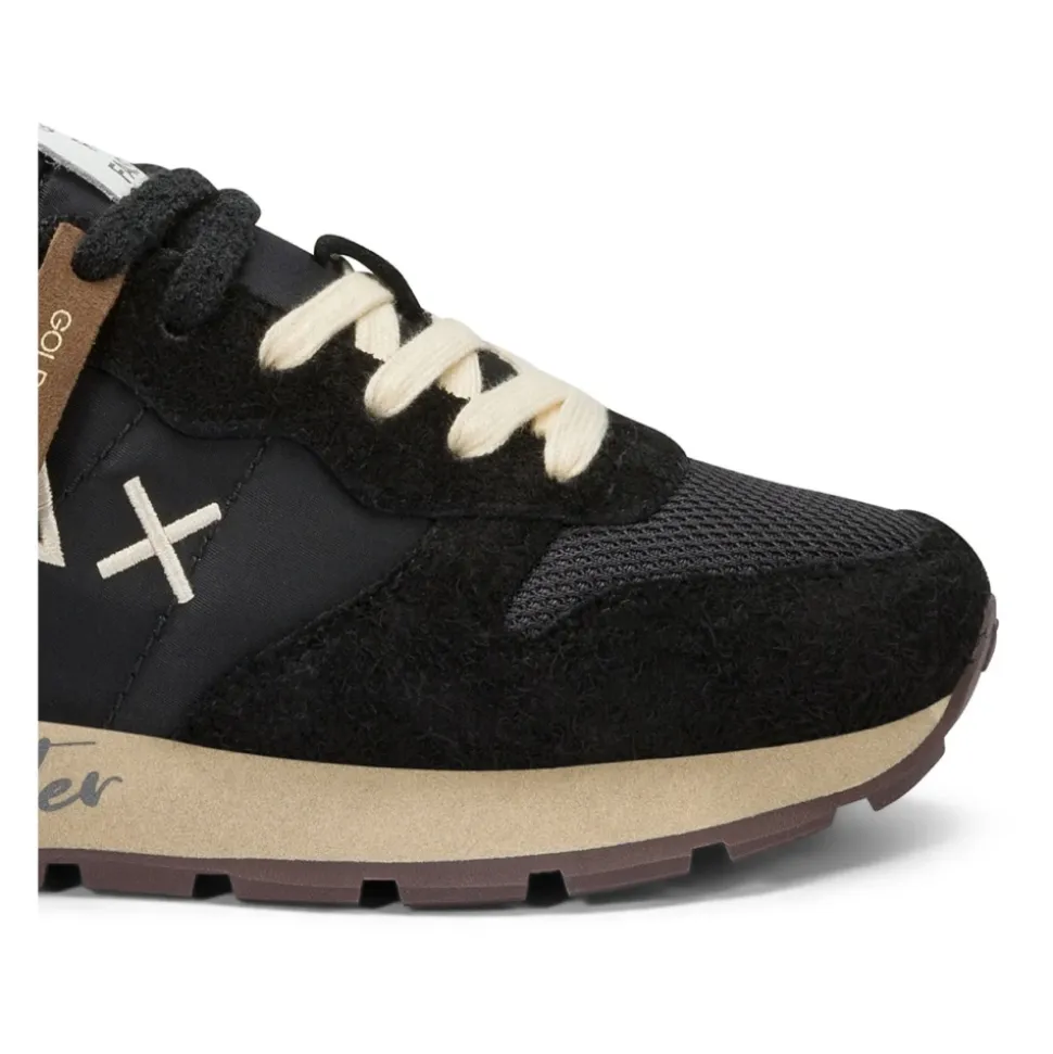 Sneaker Casual Vintage Negro Tela Mujer