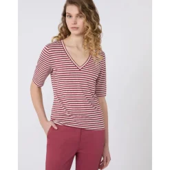 Stretch Linen Jersey V-Neck T-Shirt