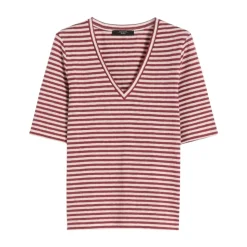 Stretch Linen Jersey V-Neck T-Shirt