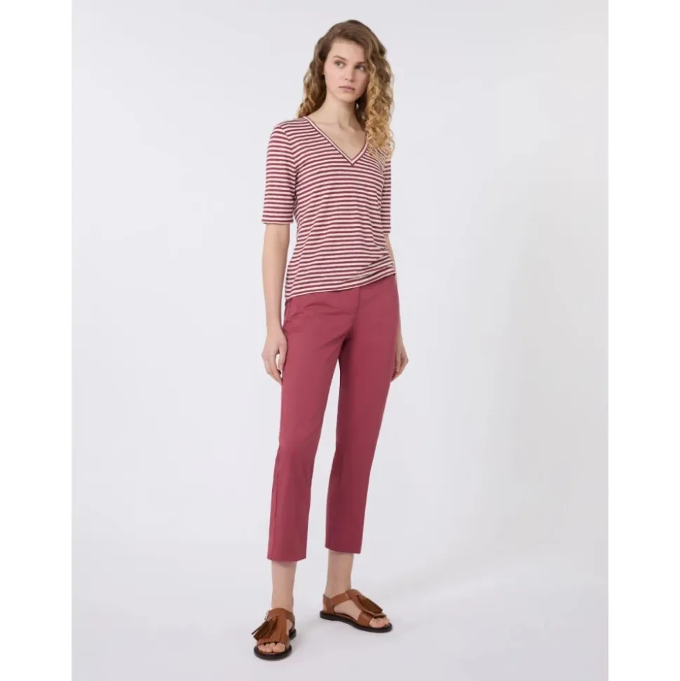 Stretch Linen Jersey V-Neck T-Shirt
