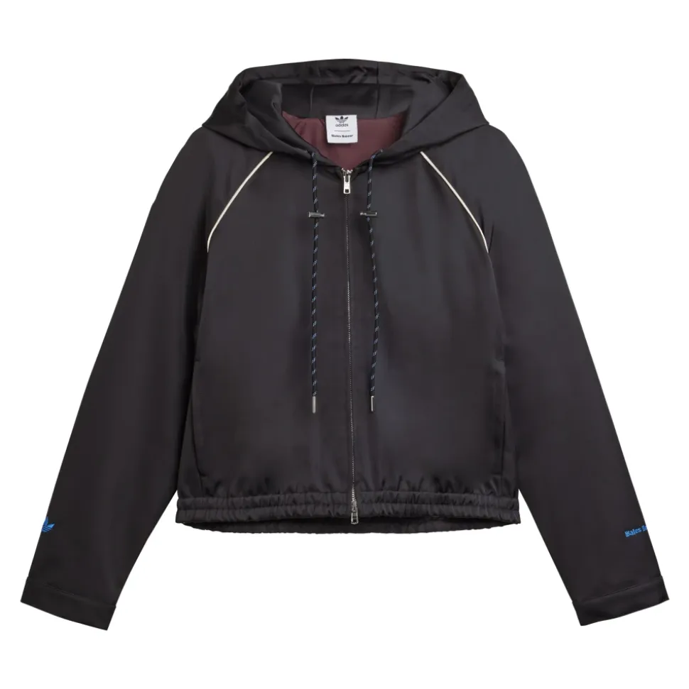 Sudadera con capucha de satén en negro
