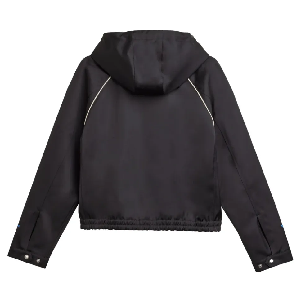 Sudadera con capucha de satén en negro