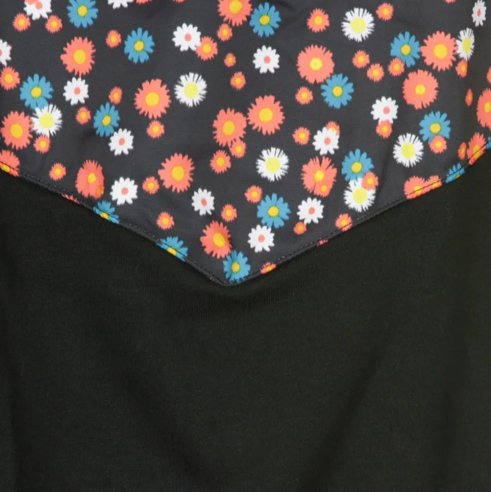 Sudadera Corta con Cuello Redondo y Estampado Floral
