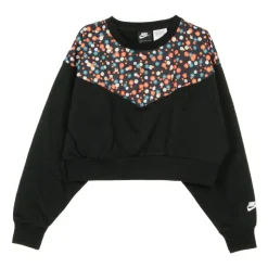 Sudadera Corta con Cuello Redondo y Estampado Floral