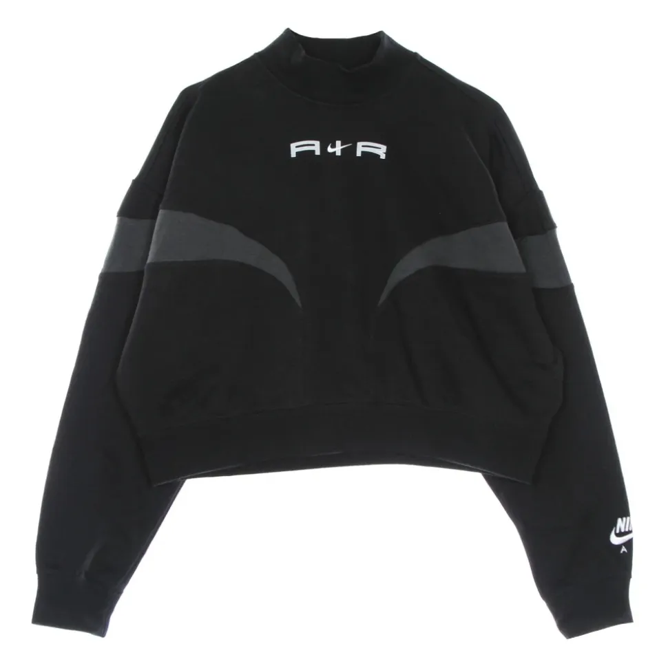 Sudadera Corta de Cuello Alto Negro/Gris/Blanco