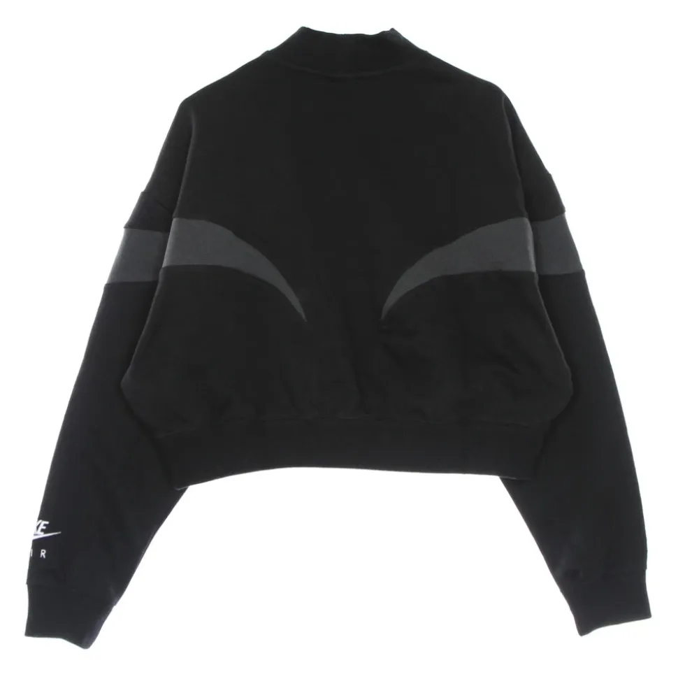 Sudadera Corta de Cuello Alto Negro/Gris/Blanco