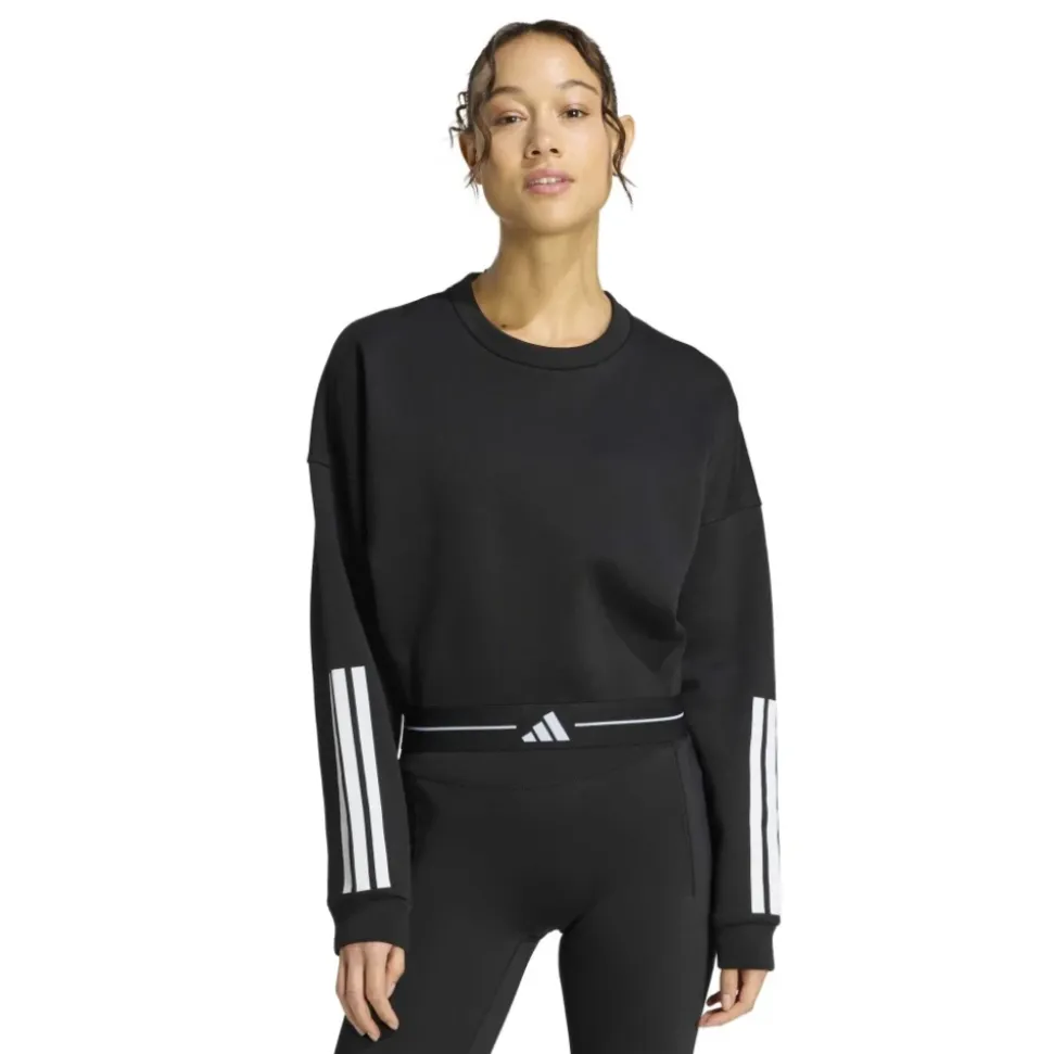 Sudadera Corta Hyperglam 3-Stripes con Cuello Redondo