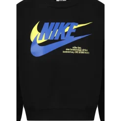 Sudadera de Felpa de Algodón Negra con Logo