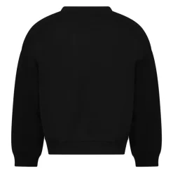 Sudadera de Felpa de Algodón Negra con Logo