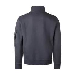 Sudadera de Forro Polar Diagonal Teñida en Prenda con Cremallera Media