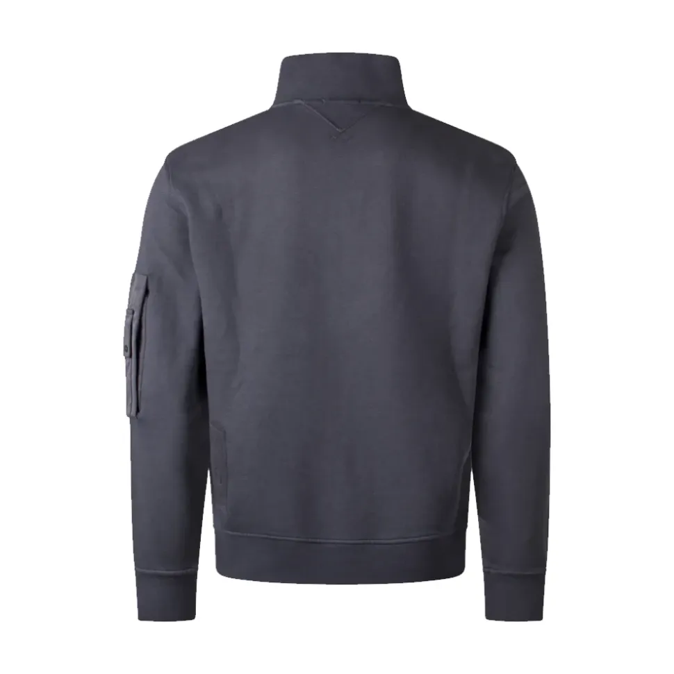 Sudadera de Forro Polar Diagonal Teñida en Prenda con Cremallera Media