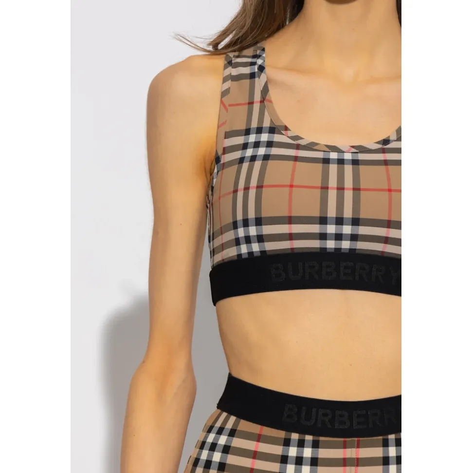 Sujetador Deportivo con Estampado Vintage Check