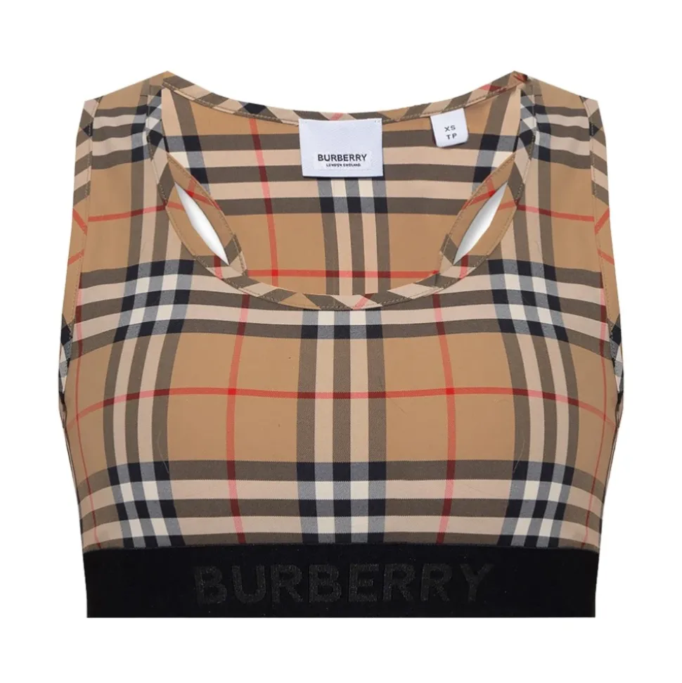 Sujetador Deportivo con Estampado Vintage Check