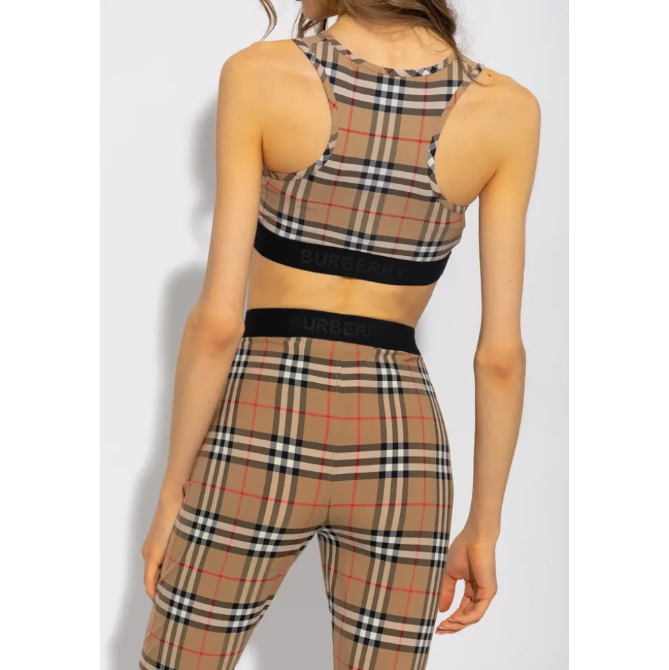 Sujetador Deportivo con Estampado Vintage Check