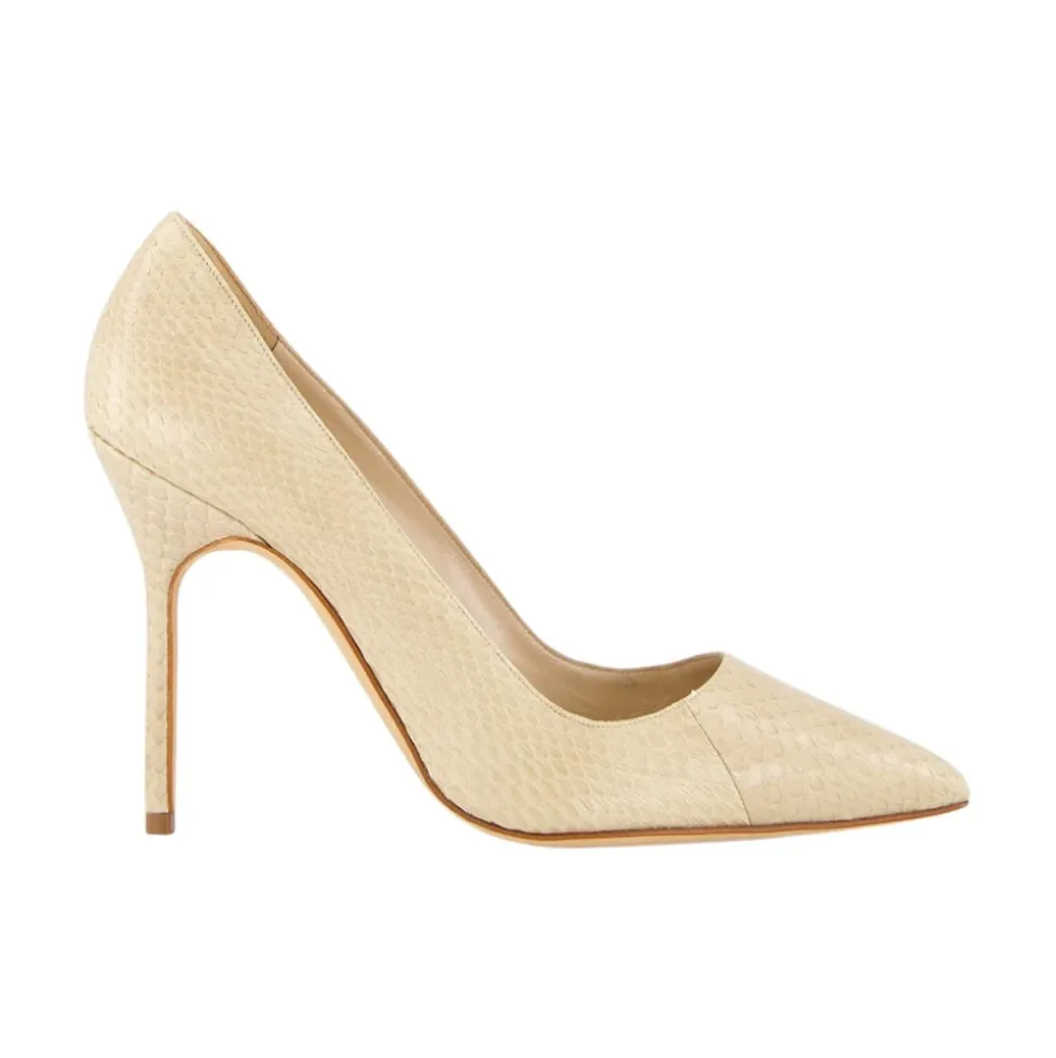 Tacones Beige Puntera de Serpiente