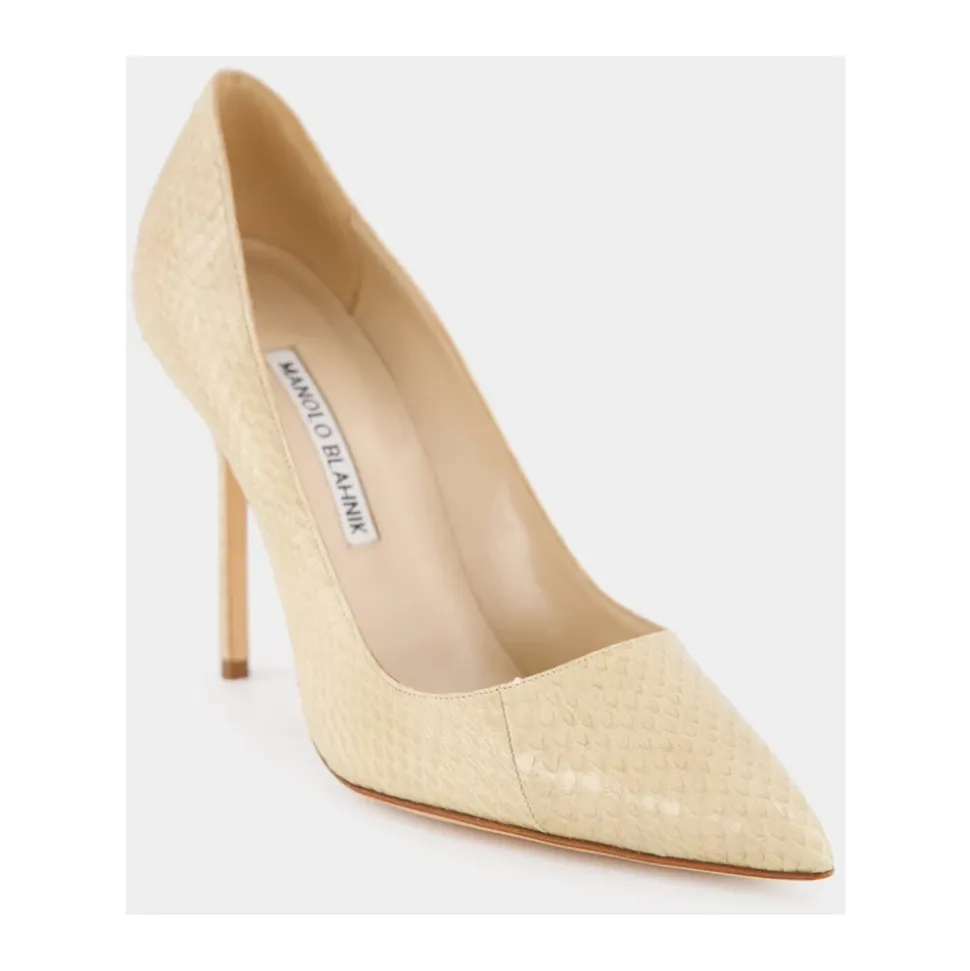Tacones Beige Puntera de Serpiente