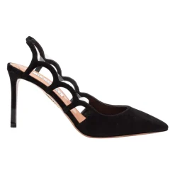 Tacones Negros de Ante con Punta