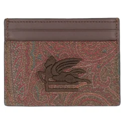 Tarjetero de Jacquard Paisley con Detalles de Cuero