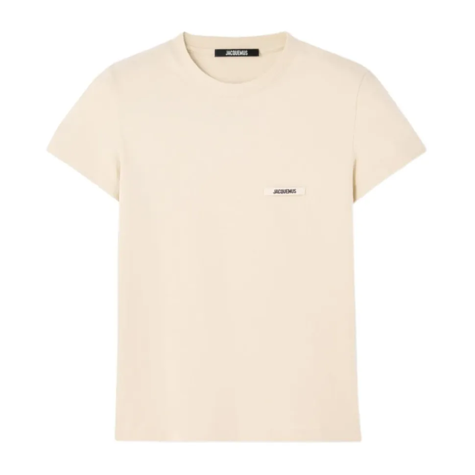 Top Beige con Logo Parche Mangas Cortas