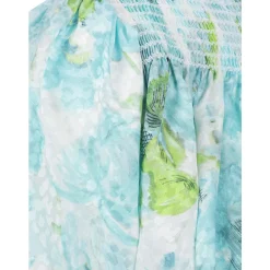 Top Corto Fruncido de Jacquard de Seda
